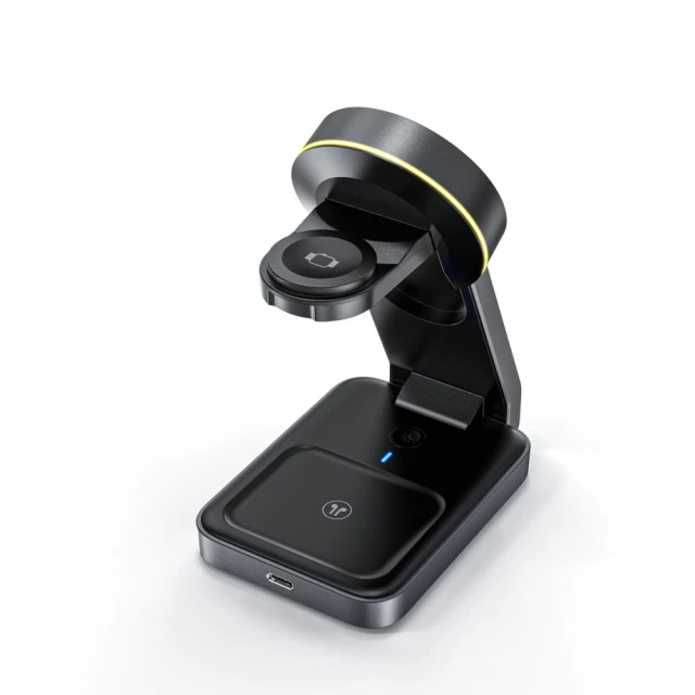 Бездротовий зарядний пристрій Tech-Protect 15W-A28 Magnetic 3-in-1 Black with MagSafe (9490713934593)
