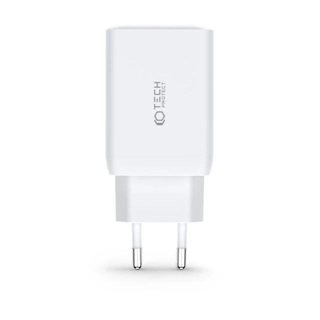 Мережевий зарядний пристрій Tech-Protect QC/PD 65W 2xUSB-C | USB-A White (9490713934517)