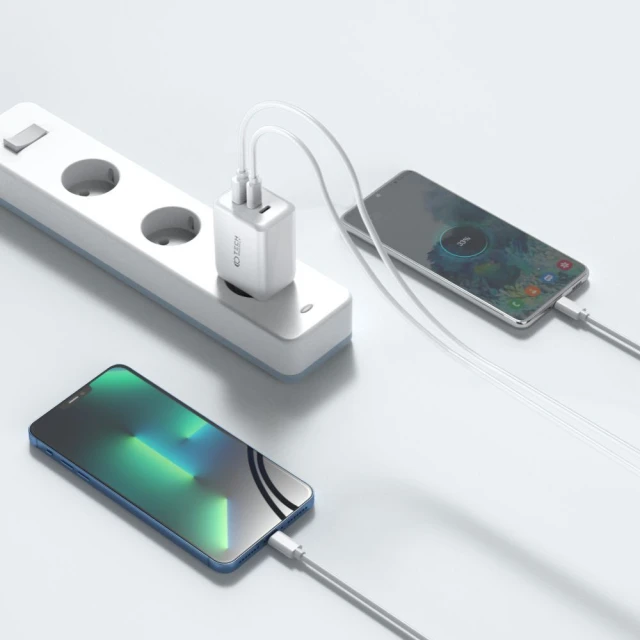 Мережевий зарядний пристрій Tech-Protect QC/PD 65W 2xUSB-C | USB-A White (9490713934517)