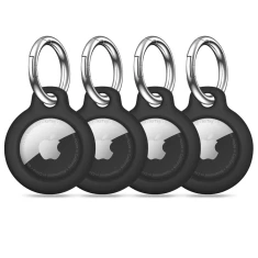 Брелок з кільцем Tech-Protect Rough 4-pack для AirTag Black (5906302368938)