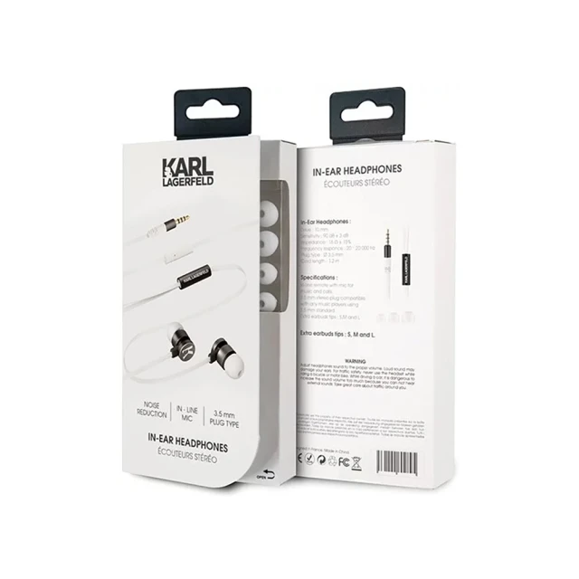 Наушники Karl Lagerfeld Wire Black/White (KLEPWIWH)