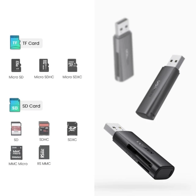 Кардридер Ugreen CM264 USB-A to SD/TF Black (60722-ugreen)