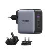 Мережевий зарядний пристрій Ugreen Nexode QC/PD UK | EU | US 65W 2xUSB-C | USB-A Grey (90409)