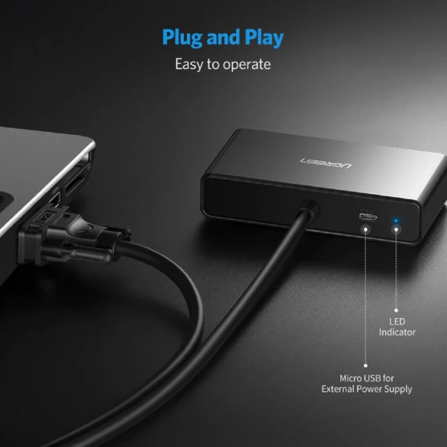 Адаптер Ugreen 40254 VGA to 2xVGA 1m Black (20918-ugreen)