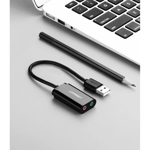 Адаптер Ugreen US205 USB-A to AUX 3.5mm Mini Jack 0.15m Black (30724B)