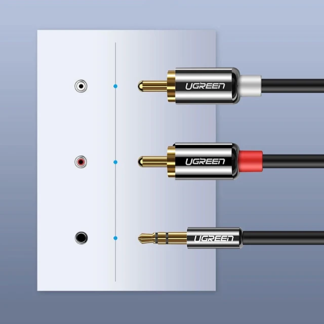 Кабель Ugreen AV116 AUX 3.5mm Mini Jack to 2xRCA 2m Black (10584B)