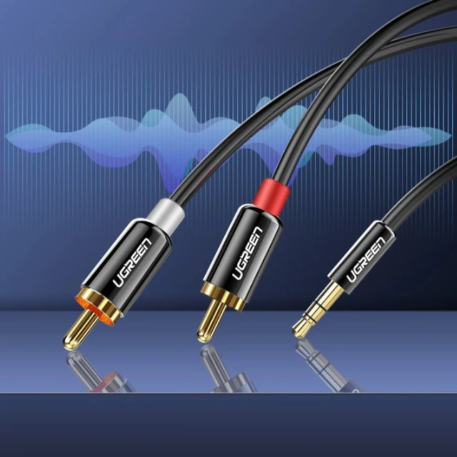Кабель Ugreen AV116 AUX 3.5mm Mini Jack to 2xRCA 2m Black (10584B)