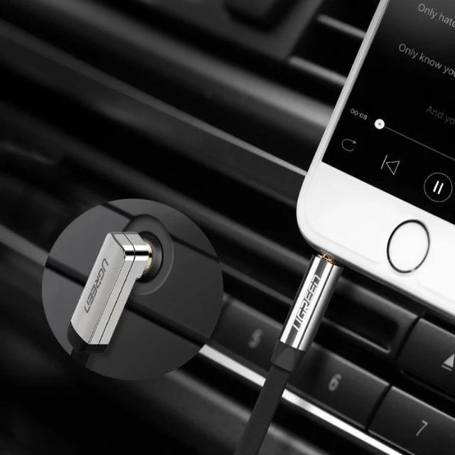 Кабель Ugreen AV119 Angled AUX 3.5mm Mini Jack to AUX 3.5mm Mini Jack 1m Black (10597B)
