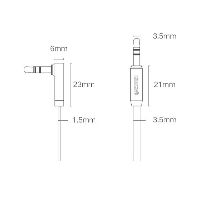 Кабель Ugreen AV119 Angled AUX 3.5mm Mini Jack to AUX 3.5mm Mini Jack 1m Black (10597B)
