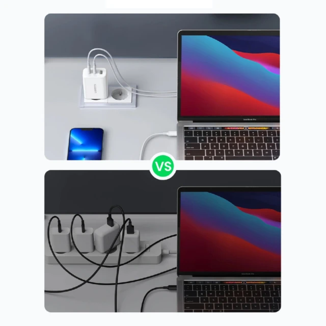 Мережевий зарядний пристрій Ugreen CD275 FC/QC/PD 65W 2xUSB-C | USB-A White (90496B)