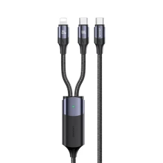 Кабель Usams US-SJ550 U71 PD | FC USB-C to Lightning/USB-C 100W 1.2m Black (SJ550USB01)