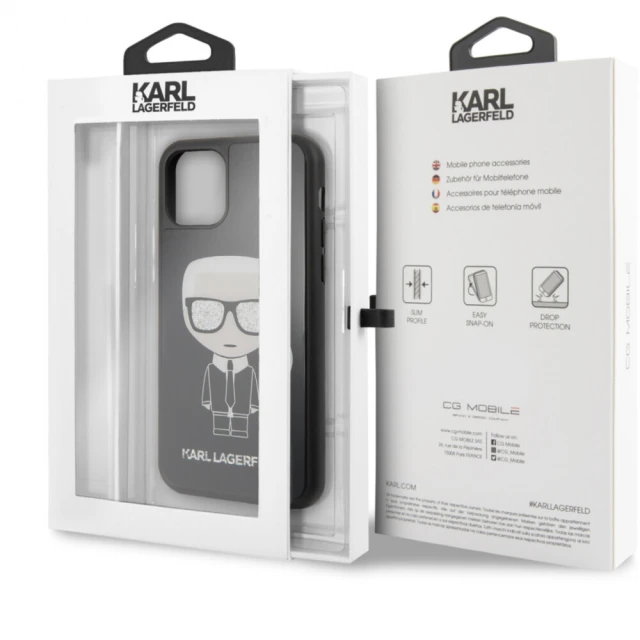 Чохол Karl Lagerfeld Iconic Karl Glitter для iPhone 11 Pro Black (KLHCN58DLFKBK)
