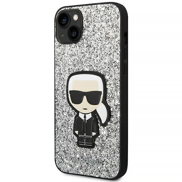 Чохол Karl Lagerfeld Glitter Flakes Iconik для iPhone 14 Plus Silver (KLHCP14MGFKPG)