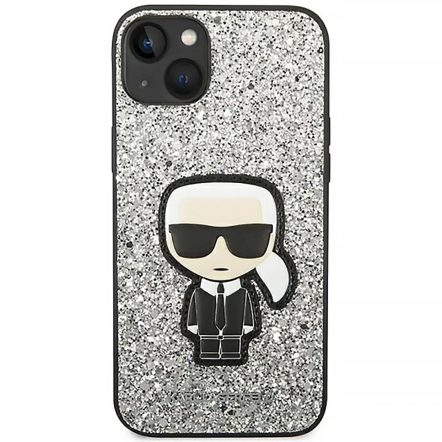 Чохол Karl Lagerfeld Glitter Flakes Iconik для iPhone 14 Plus Silver (KLHCP14MGFKPG)