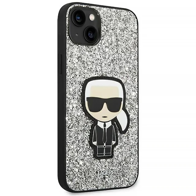 Чохол Karl Lagerfeld Glitter Flakes Iconik для iPhone 14 Plus Silver (KLHCP14MGFKPG)