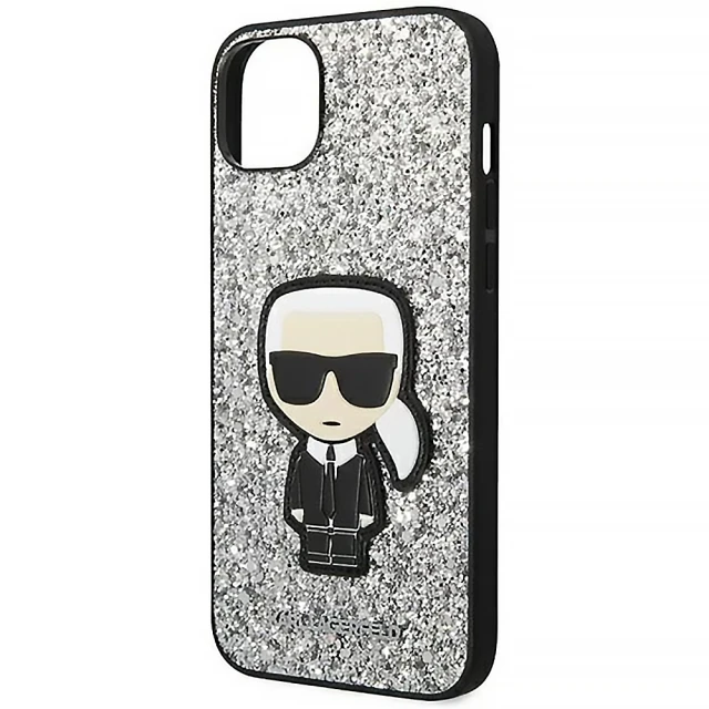 Чохол Karl Lagerfeld Glitter Flakes Iconik для iPhone 14 Plus Silver (KLHCP14MGFKPG)