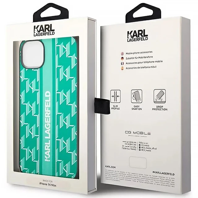 Чохол Karl Lagerfeld Monogram Stripe для iPhone 14 Plus Green (KLHCP14MPGKLSKN)