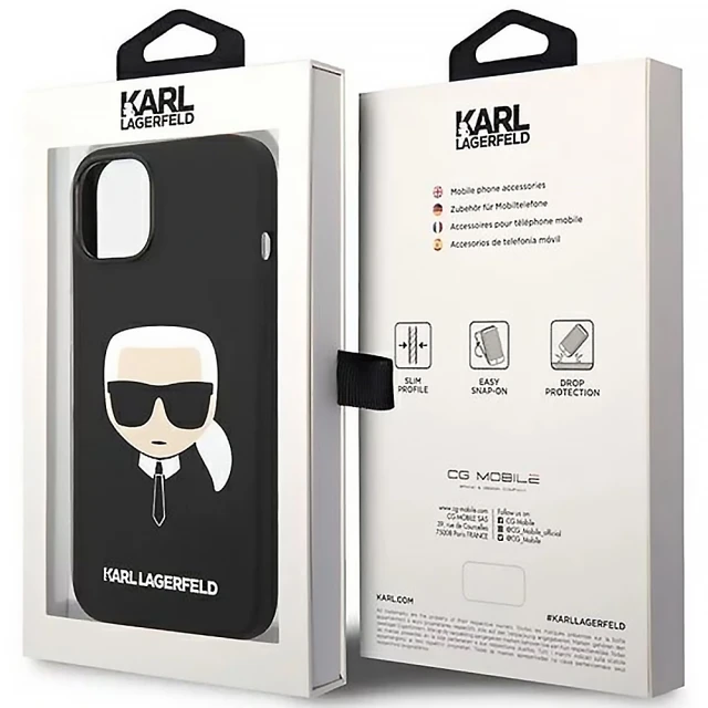 Чохол Karl Lagerfeld Silicone Karl's Head для iPhone 14 Plus Black (KLHCP14MSLKHBK)