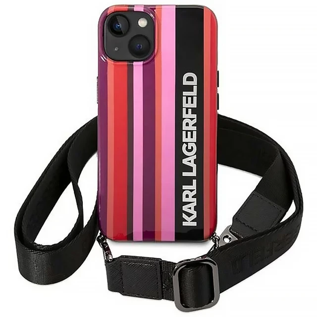Чохол Karl Lagerfeld Color Stripes Strap для iPhone 14 Plus Pink (KLHCP14MSTSTP)