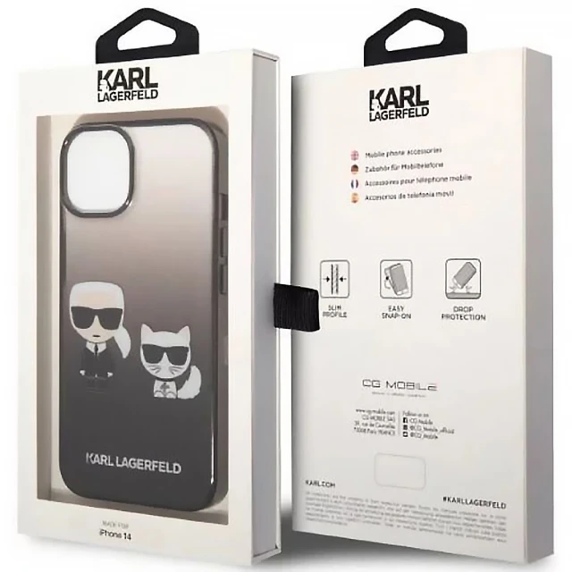 Чохол Karl Lagerfeld Gradient Iconik Karl & Choupette для iPhone 14 Plus Black (KLHCP14MTGKCK)