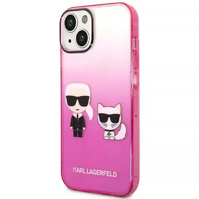 Чехол Karl Lagerfeld Gradient Iconik Karl & Choupette для iPhone 14 Plus Pink (KLHCP14MTGKCP)