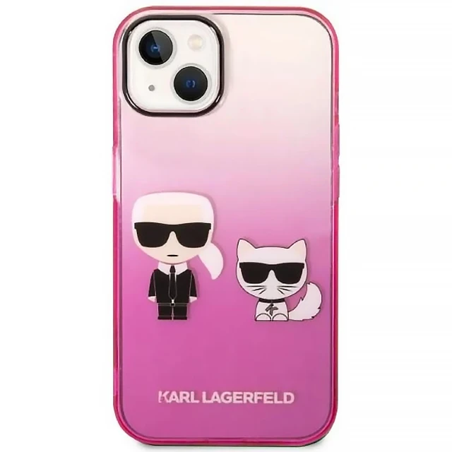 Чехол Karl Lagerfeld Gradient Iconik Karl & Choupette для iPhone 14 Plus Pink (KLHCP14MTGKCP)