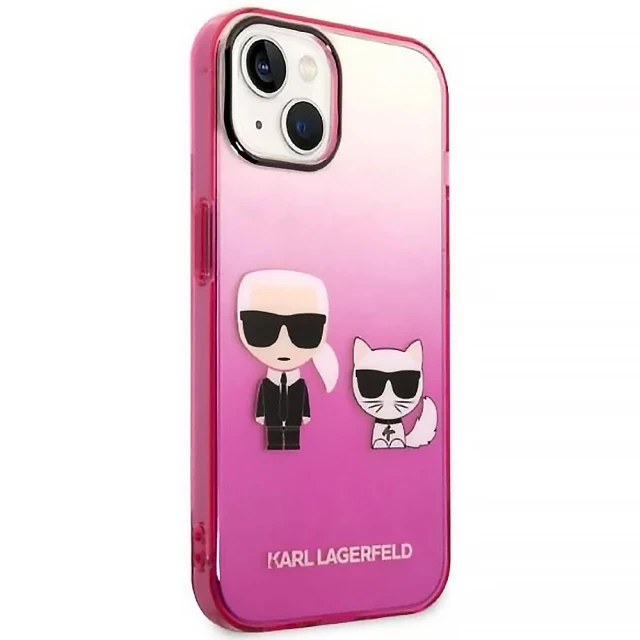 Чехол Karl Lagerfeld Gradient Iconik Karl & Choupette для iPhone 14 Plus Pink (KLHCP14MTGKCP)
