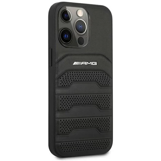 Чохол Mercedes для iPhone 14 Pro Leather Debossed Lines Black (AMHCP14LGSEBK)