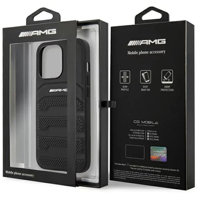 Чохол Mercedes для iPhone 14 Pro Leather Debossed Lines Black (AMHCP14LGSEBK)