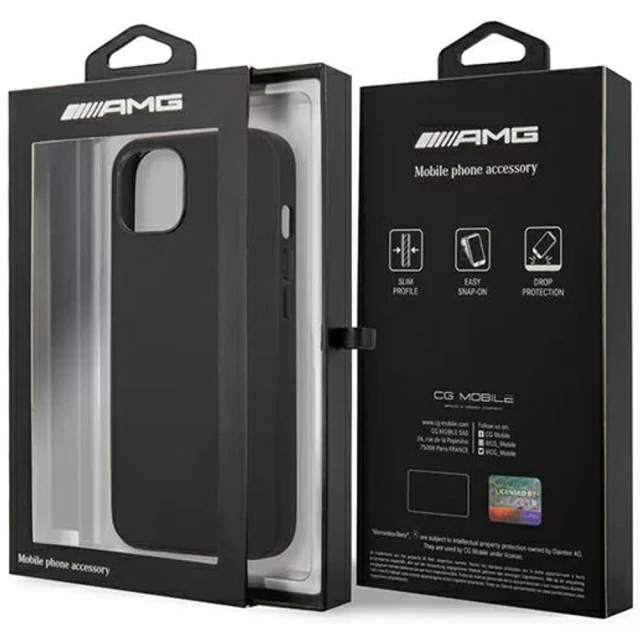 Чехол Mercedes для iPhone 14 | 13 Leather Hot Stamped Black (AMHCP14SDOLBK)