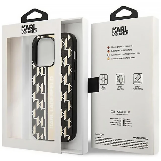 Чохол Karl Lagerfeld Monogram Stripe для iPhone 14 Pro Max Brown (KLHCP14XPGKLSKW)