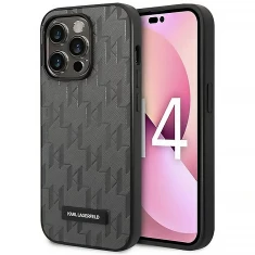 Чохол Karl Lagerfeld Saffiano Mono Metal Logo для iPhone 14 Pro Max Gray (KLHCP14XSAKLHPG)