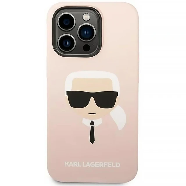 Чохол Karl Lagerfeld Silicone Karl's Head для iPhone 14 Pro Light Pink with MagSafe (KLHMP14LSLKHLP)