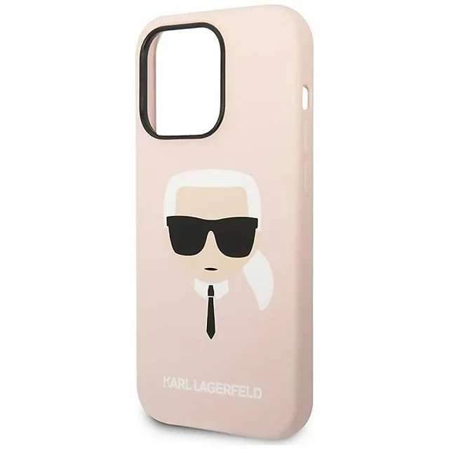 Чохол Karl Lagerfeld Silicone Karl's Head для iPhone 14 Pro Light Pink with MagSafe (KLHMP14LSLKHLP)