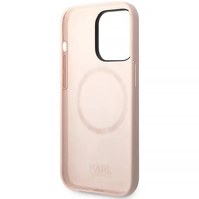Чохол Karl Lagerfeld Silicone Karl's Head для iPhone 14 Pro Light Pink with MagSafe (KLHMP14LSLKHLP)
