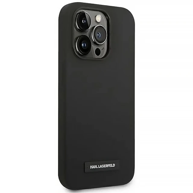 Чехол Karl Lagerfeld Silicone Plaque для iPhone 14 Pro Black with MagSafe (KLHMP14LSLMP1K)