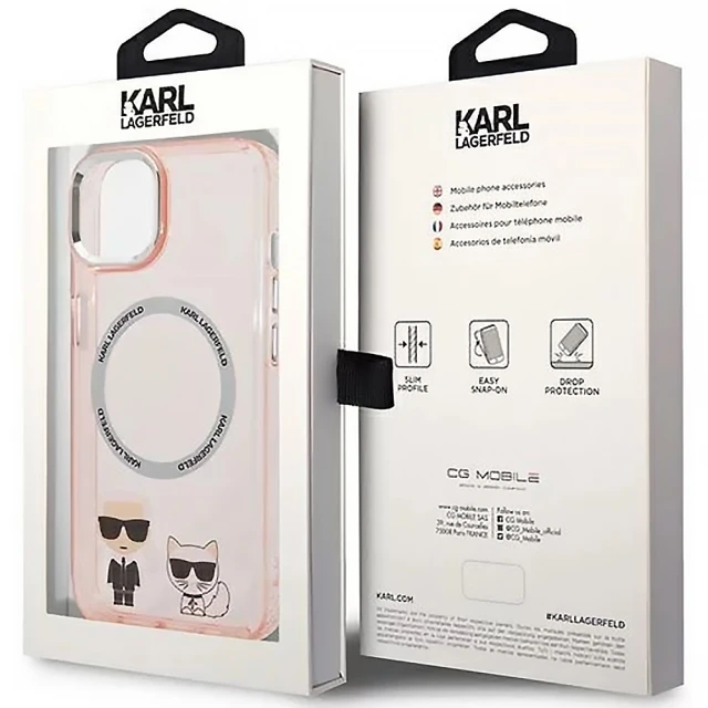 Чохол Karl Lagerfeld Karl & Choupette для iPhone 14 Plus Pink with MagSafe (KLHMP14MHKCP)