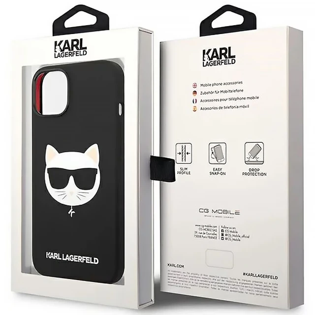 Чехол Karl Lagerfeld Silicone Choupette Head для iPhone 14 Plus Black with MagSafe (KLHMP14MSLCHBK)