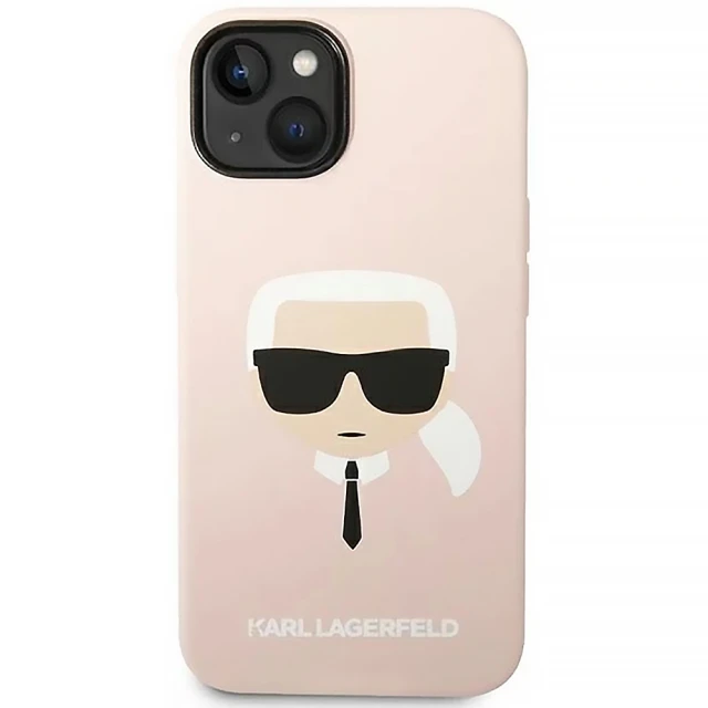 Чохол Karl Lagerfeld Silicone Karl's Head для iPhone 14 Plus Light Pink with MagSafe (KLHMP14MSLKHLP)