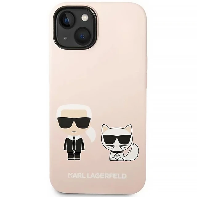 Чохол Karl Lagerfeld Silicone Karl & Choupette для iPhone 14 Plus Light Pink with MagSafe (KLHMP14MSSKCI)