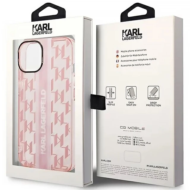 Чохол Karl Lagerfeld Mono Vertical Stripe для iPhone 14 | 13 Pink (KLHCP14SHKLSPCP)