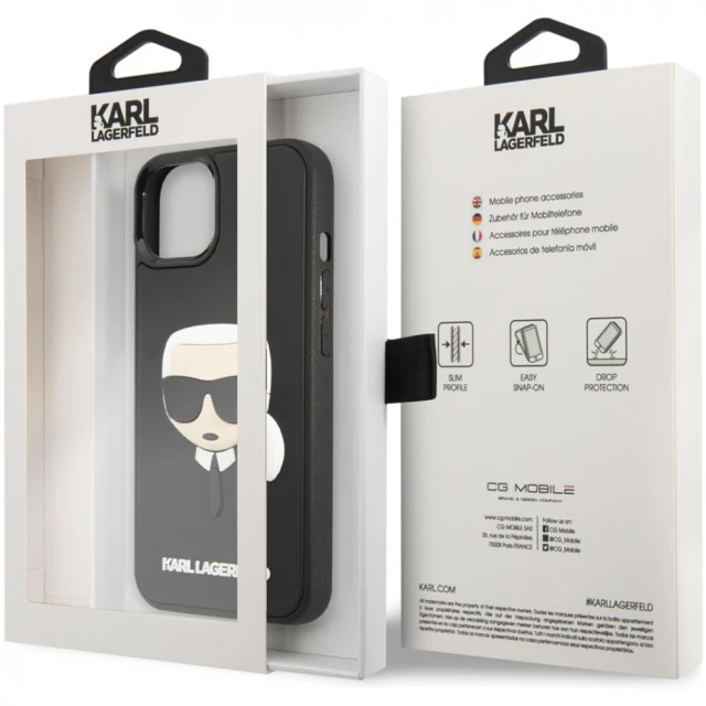 Чохол Karl Lagerfeld 3D Rubber Karl's Head для iPhone 14 | 13 Black (KLHCP14SKH3DBK)