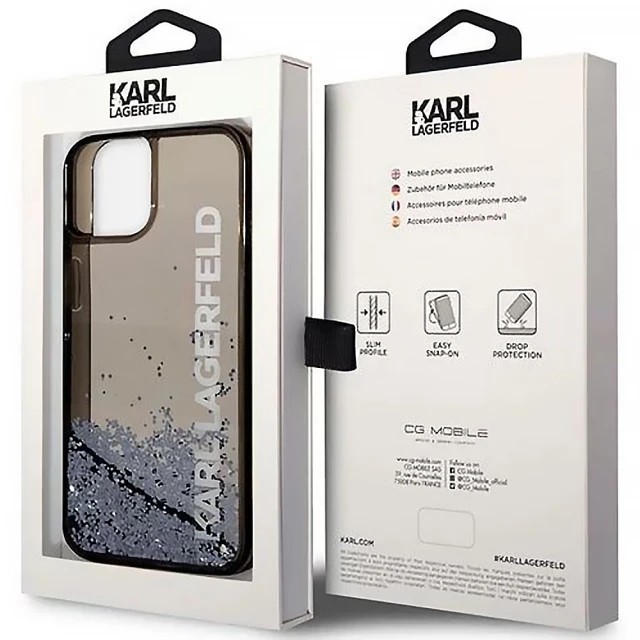Чохол Karl Lagerfeld Liquid Glitter Elong для iPhone 14 | 13 Black (KLHCP14SLCKVK)