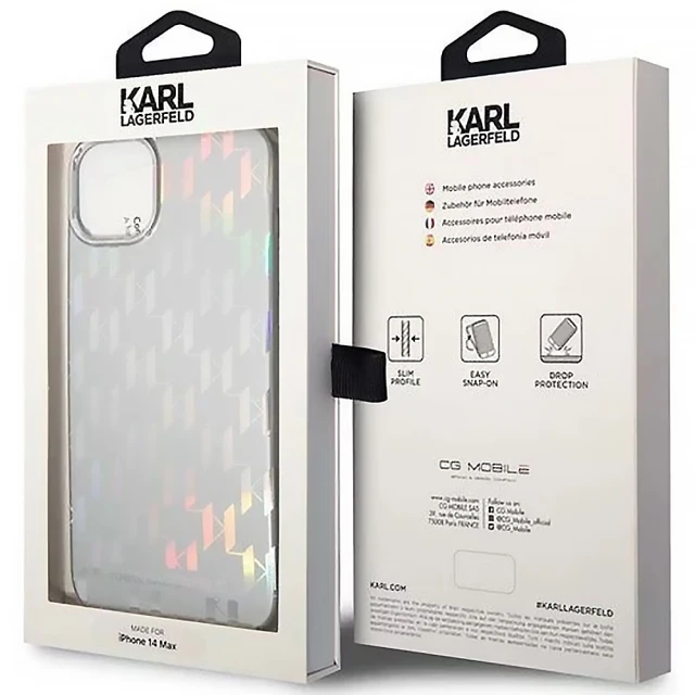 Чехол Karl Lagerfeld Monogram Iridescent для iPhone 14 | 13 Silver (KLHCP14SLGMMSV3)
