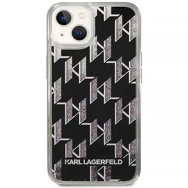 Чохол Karl Lagerfeld Liquid Glitter Monogram для iPhone 14 | 13 Black (KLHCP14SLMNMK)