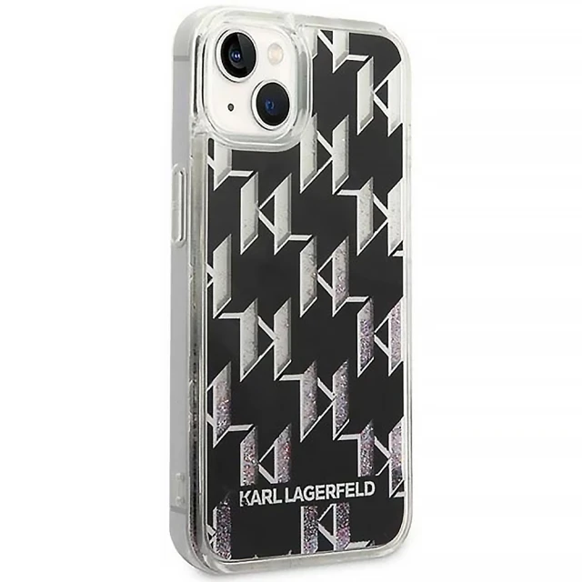 Чохол Karl Lagerfeld Liquid Glitter Monogram для iPhone 14 | 13 Black (KLHCP14SLMNMK)