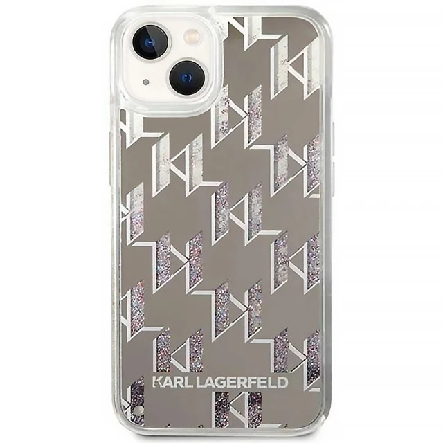 Чохол Karl Lagerfeld Liquid Glitter Monogram для iPhone 14 | 13 Silver (KLHCP14SLMNMS)