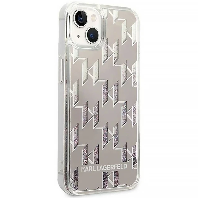 Чохол Karl Lagerfeld Liquid Glitter Monogram для iPhone 14 | 13 Silver (KLHCP14SLMNMS)