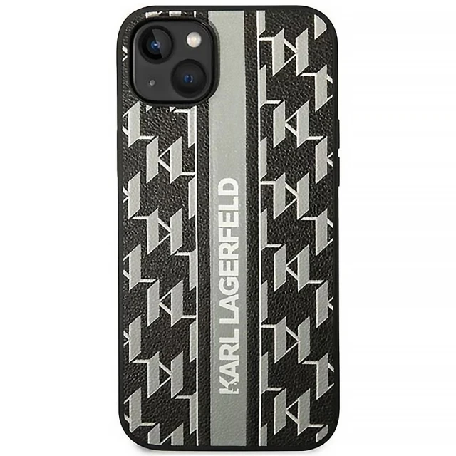 Чохол Karl Lagerfeld Monogram Stripe для iPhone 14 | 13 Gray (KLHCP14SPGKLSKG)