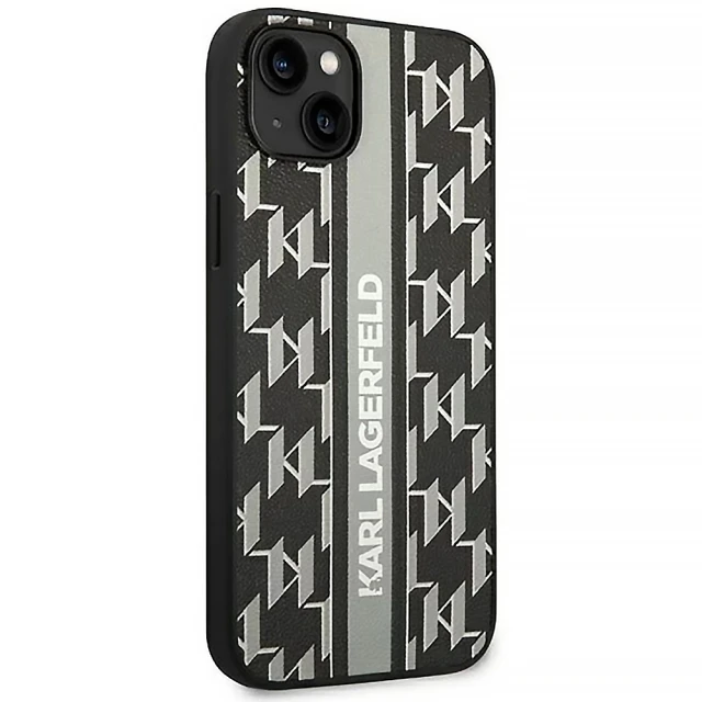 Чохол Karl Lagerfeld Monogram Stripe для iPhone 14 | 13 Gray (KLHCP14SPGKLSKG)